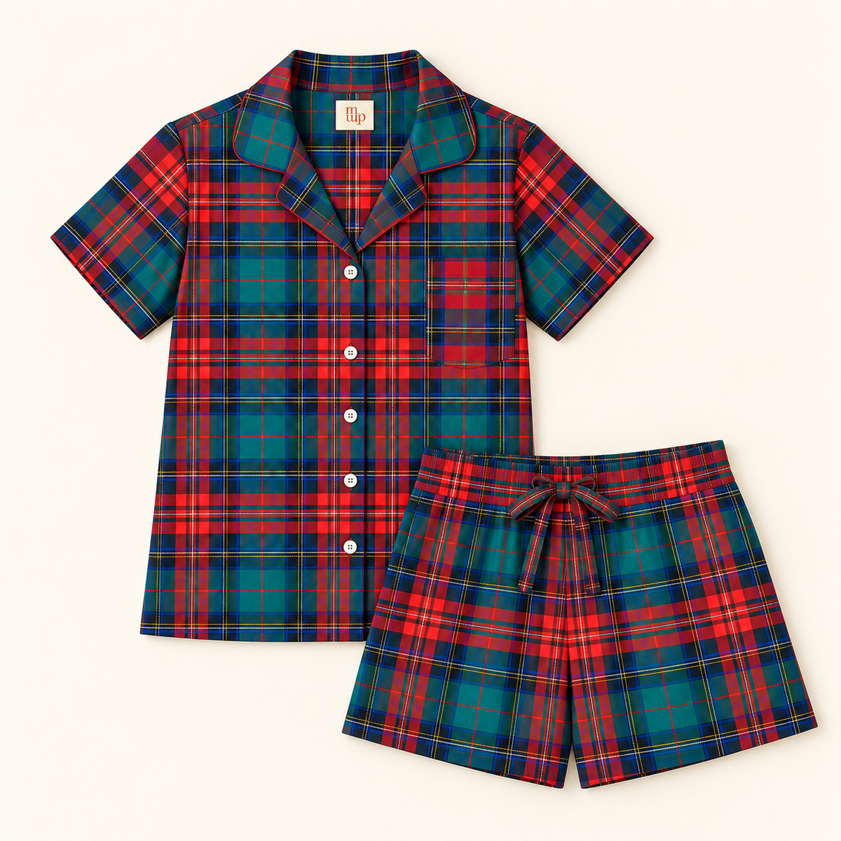 Red Tartan Man Short Set