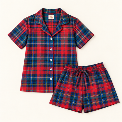 Red Tartan Woman Short Set