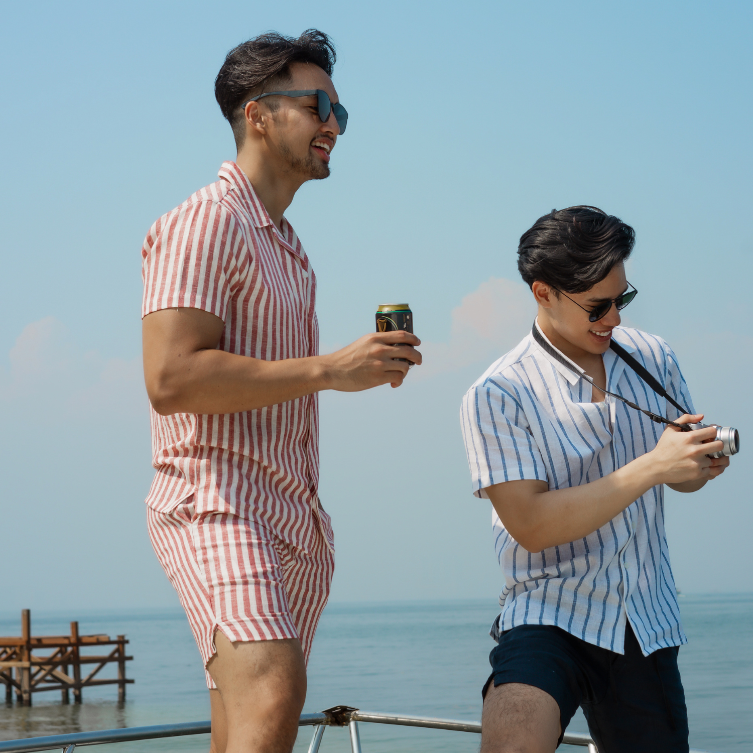 Stripes Red Men Linen Shirt