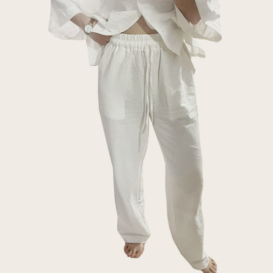 Seminyak Long Linen Blend Set - White