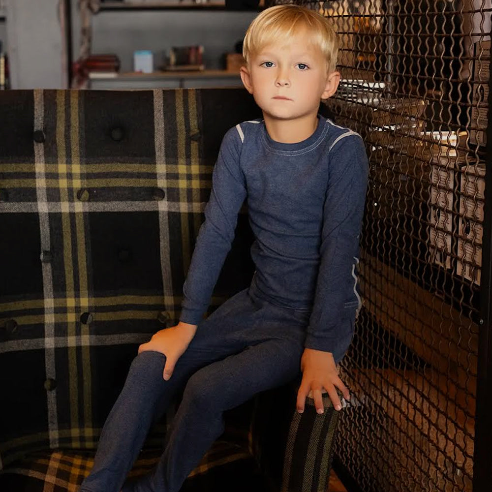 Navy Stitching Longset