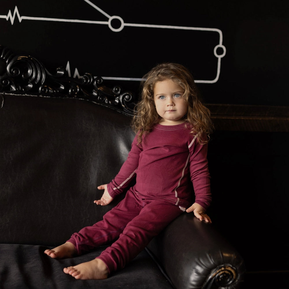 Fuschia with Cream Stitching Longset