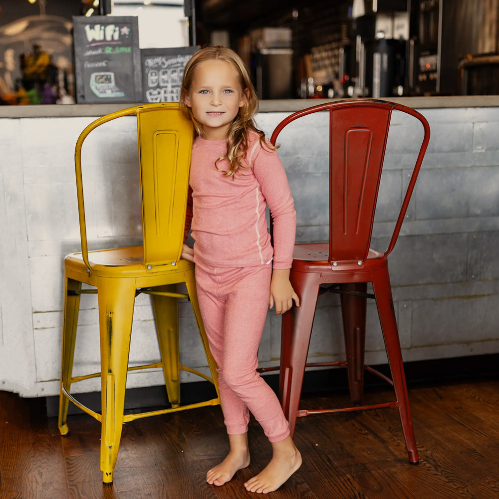 Pink Cream Stitching Longset