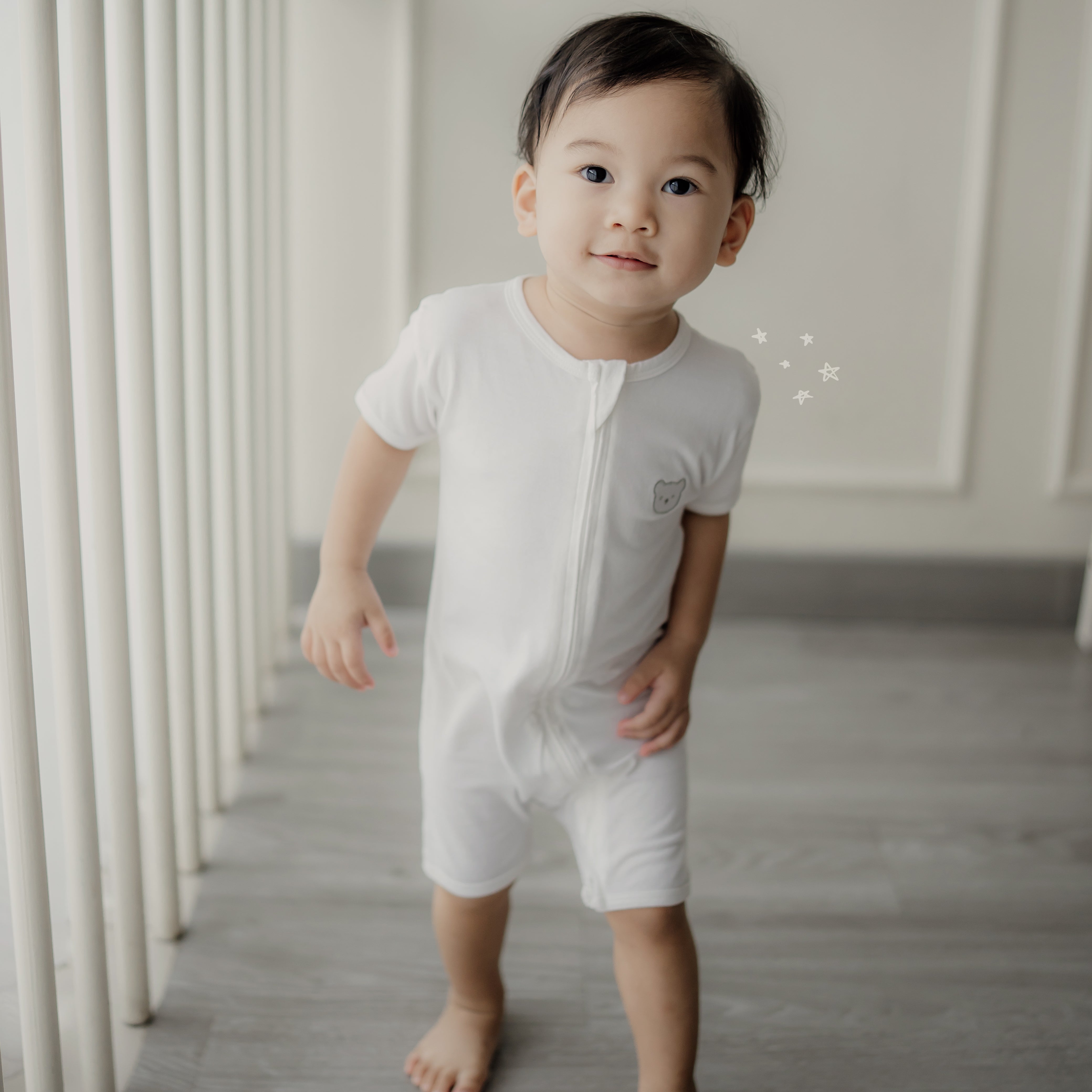 Taylor Bamboo Cotton Romper (1 - 2Y) - White