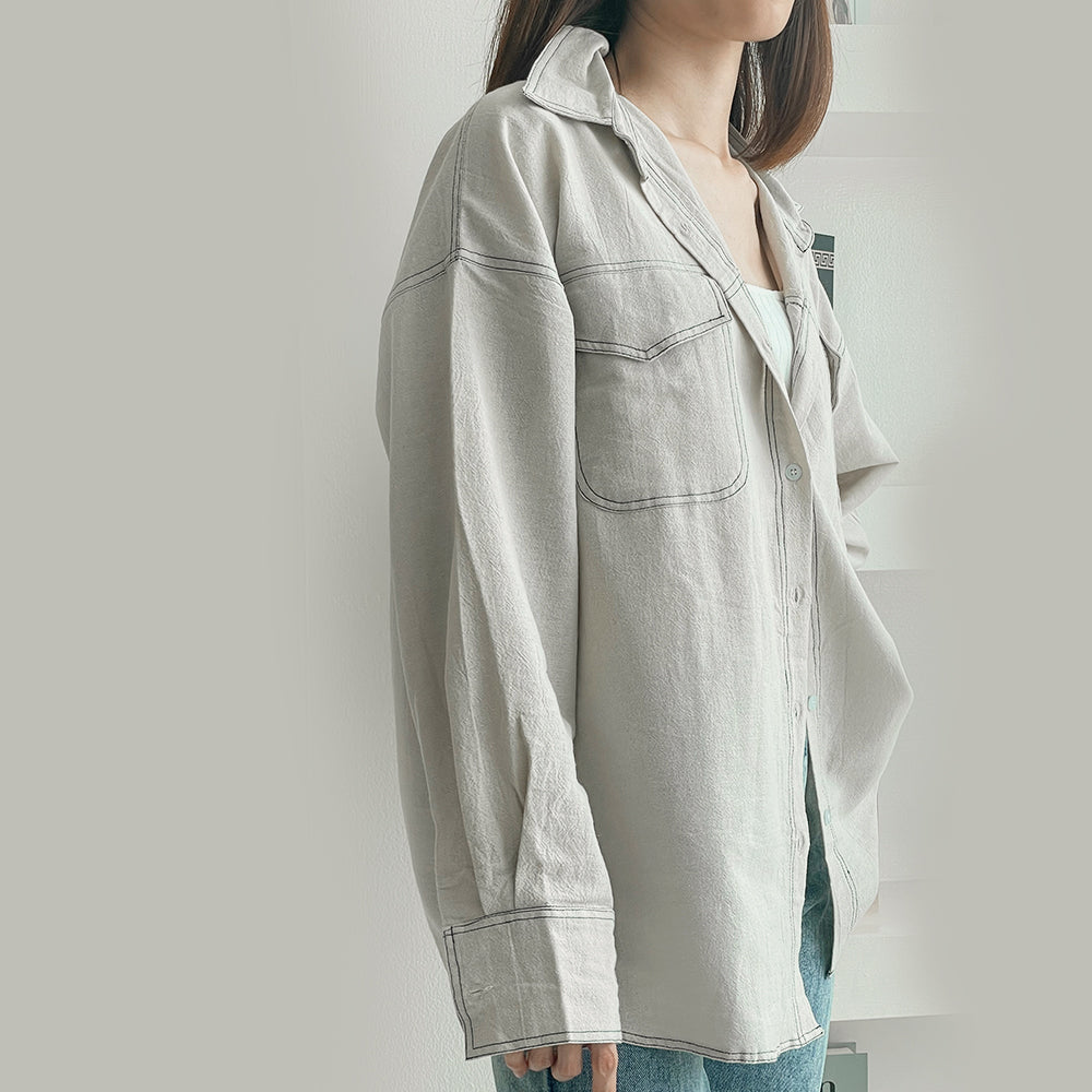 Ubud Linen Blend Shirt - Beige