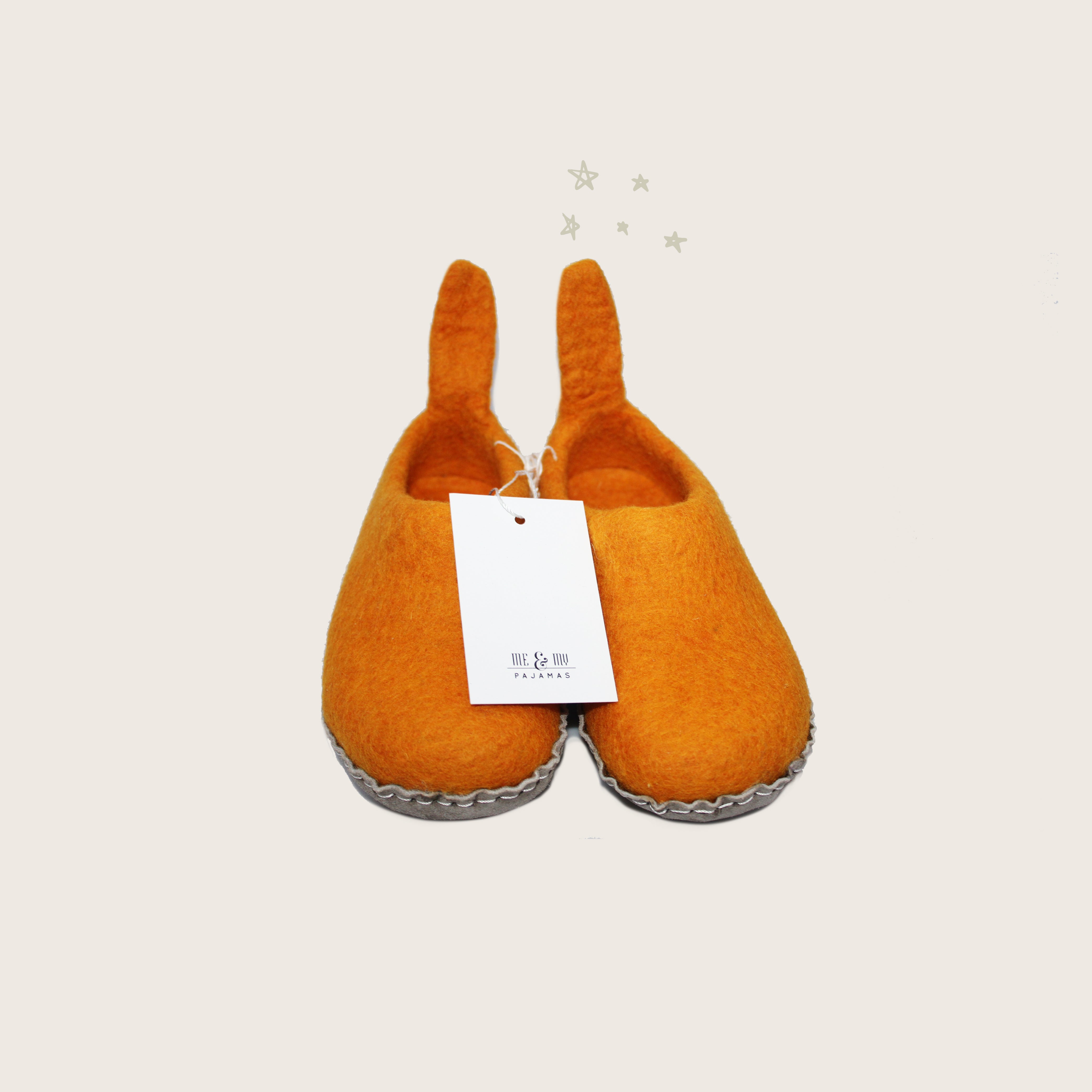 Kids Wool slip on felt slippers - Yellow