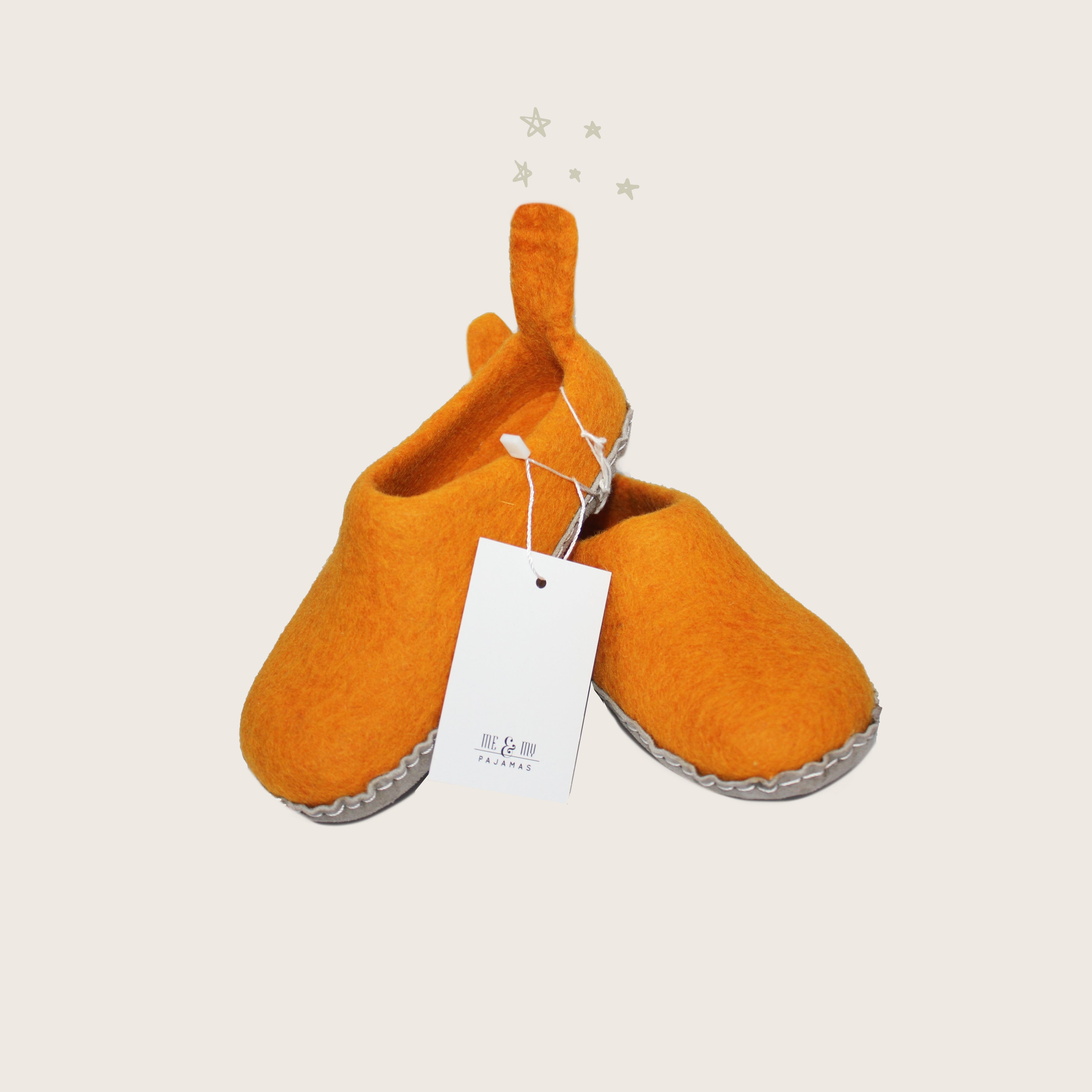 Kids Wool slips on felt slippers - Yellow