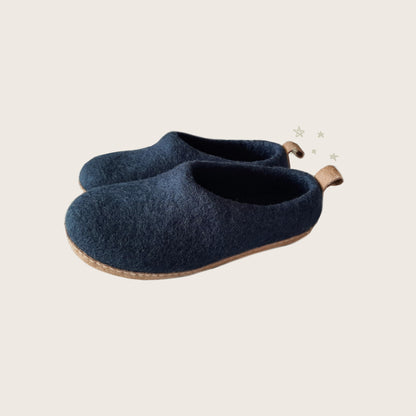 Wool slip on felt slippers - Winter Blue (Unisex)