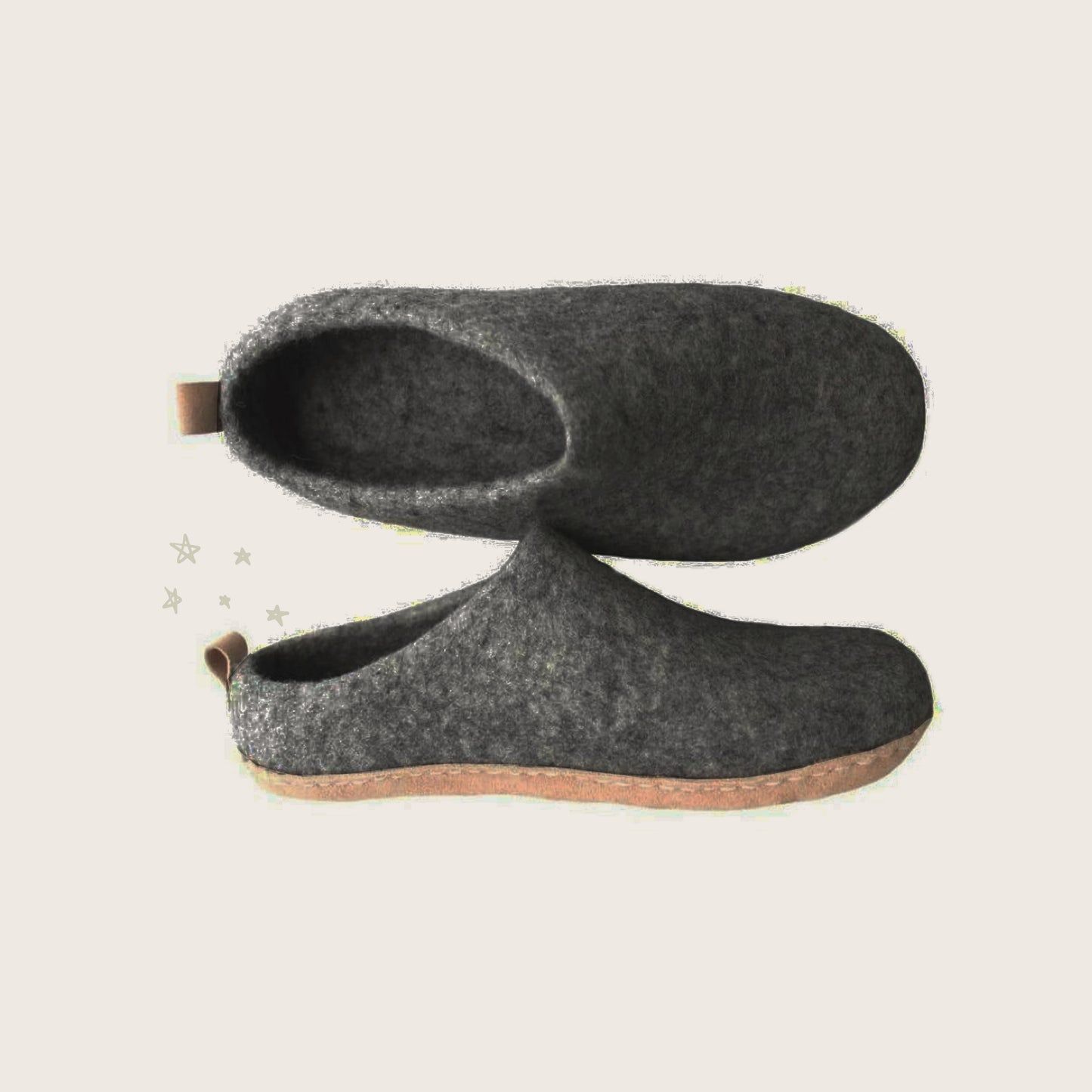 Wool slips on felt slippers - Charcoal (Unisex)