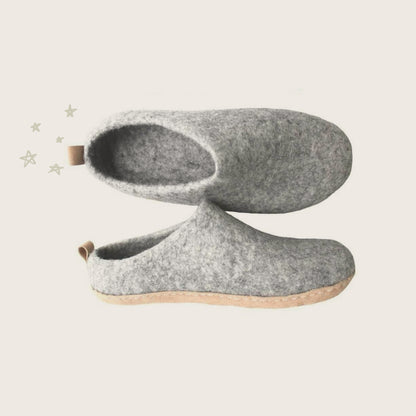 Wool slip on felt slippers - Ash Grey