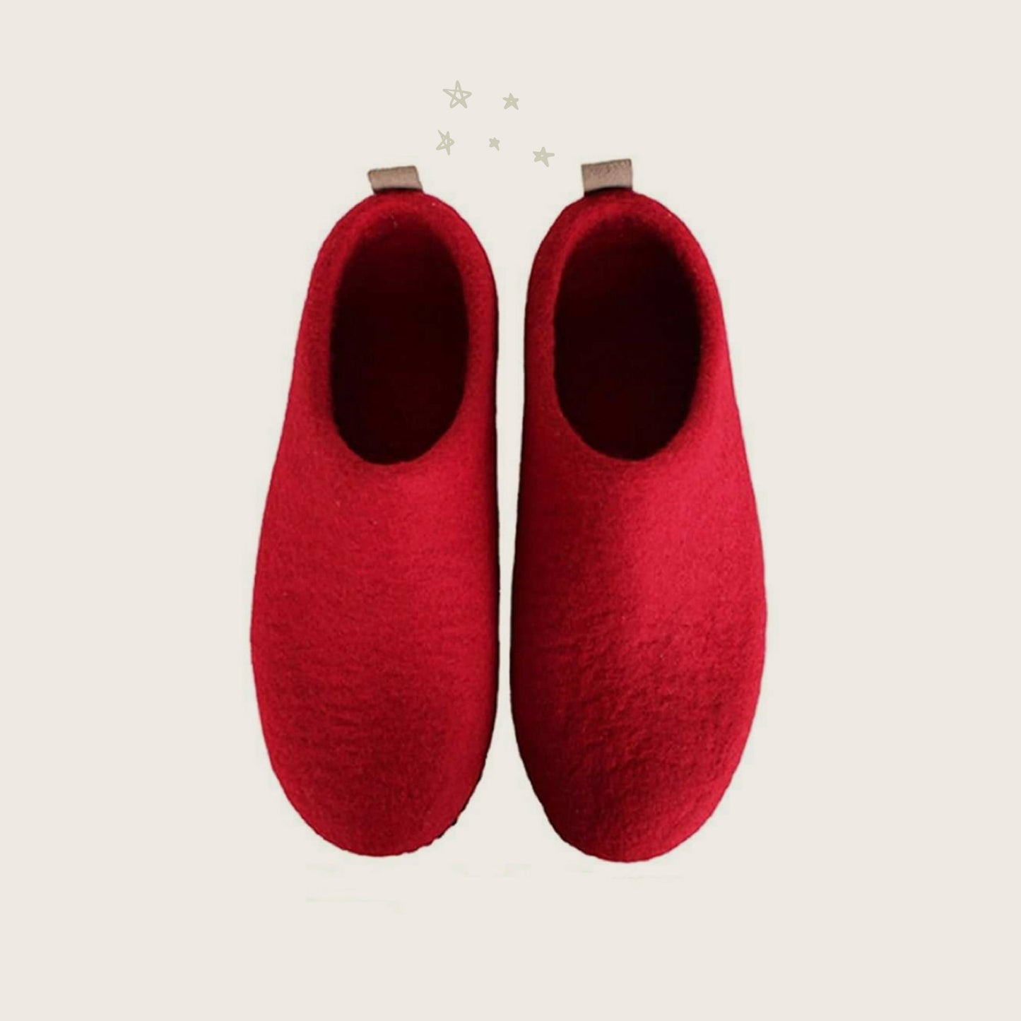 Wool slip on felt slippers - Ruby (Unisex)