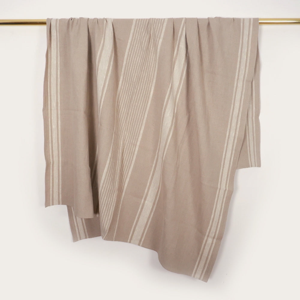 Village Black Linen Blanket - Natural