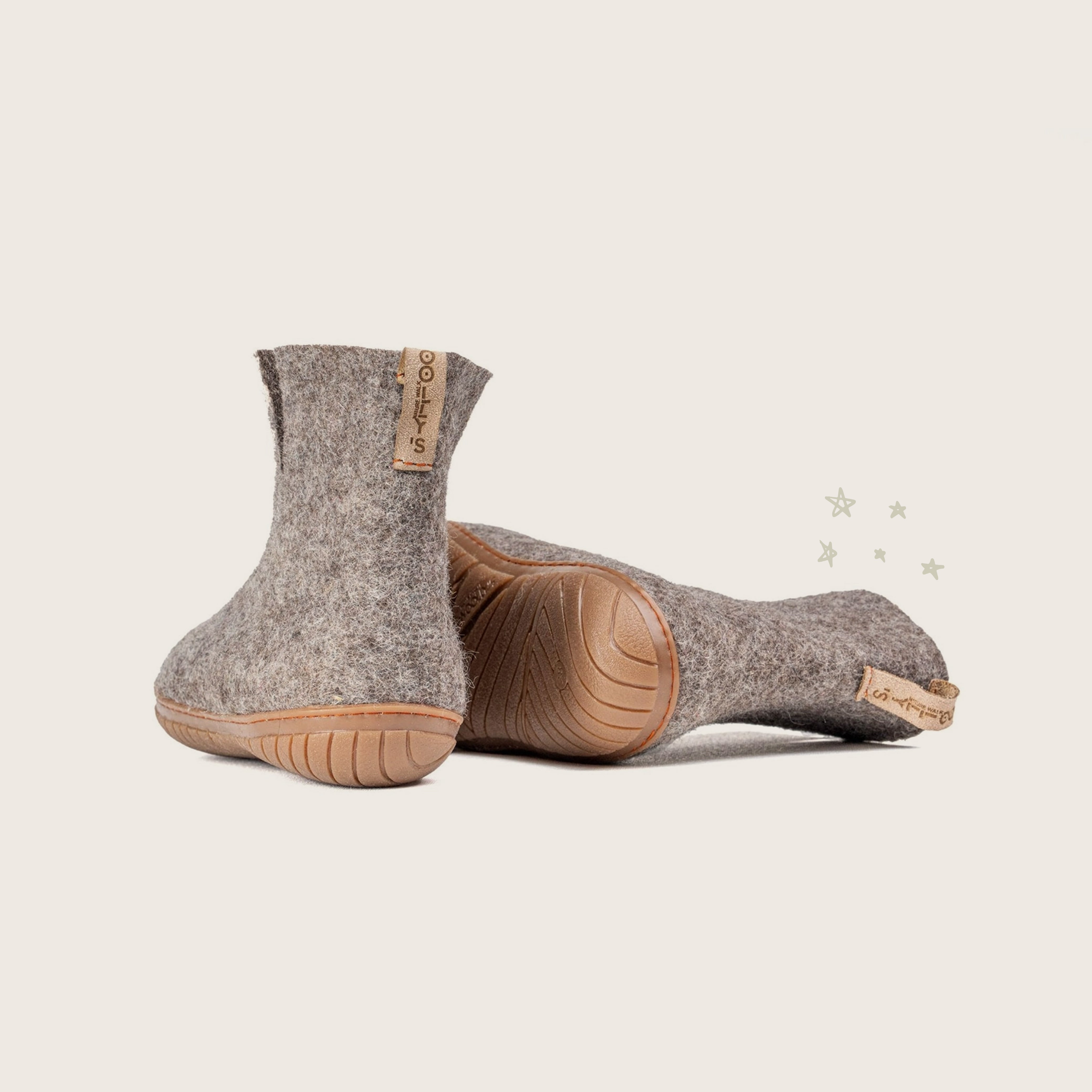 Wool Outdoor Low Boots with Rubber Sole - Natural Brown