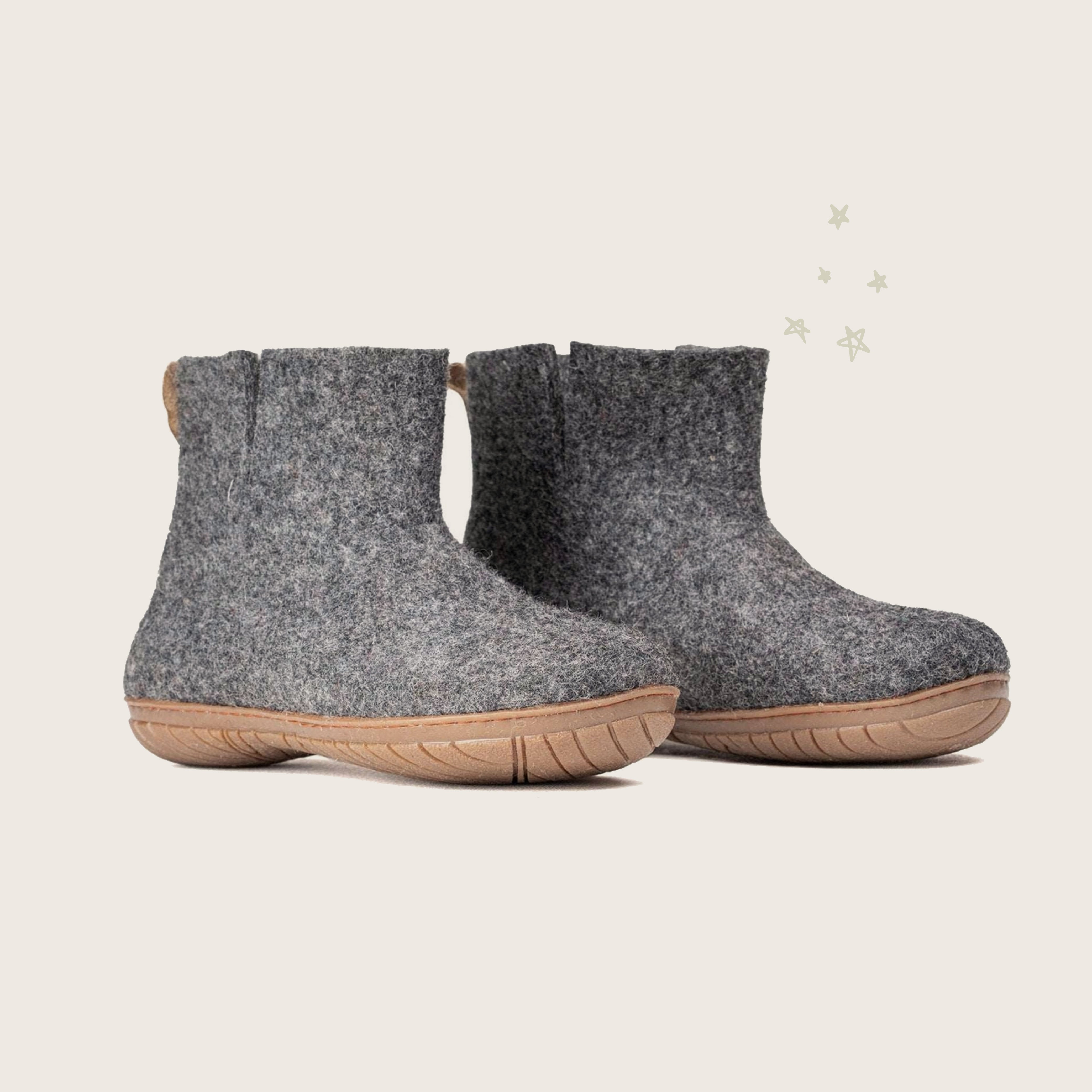 Wool Outdoor Low Boots with Rubber Sole - Charcoal