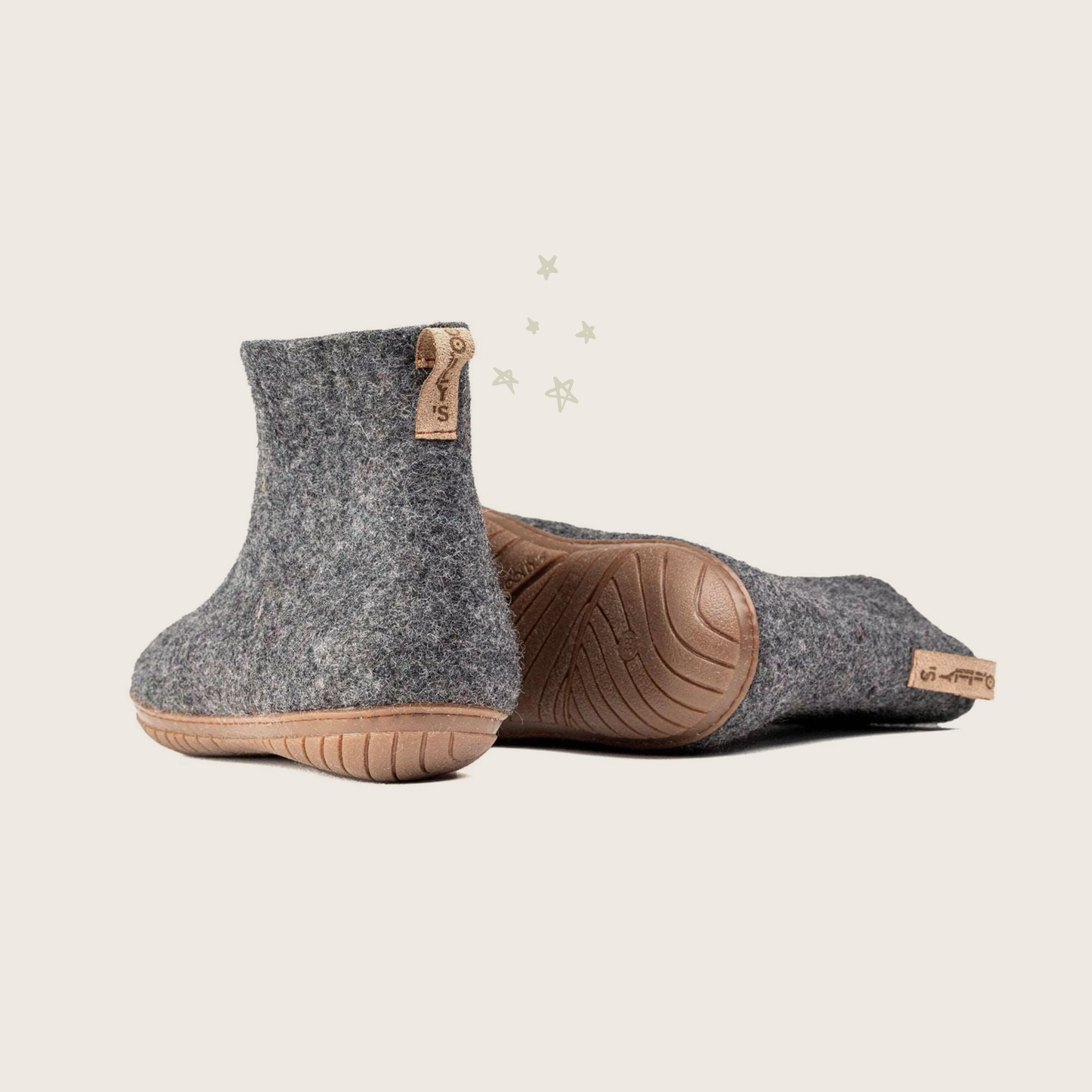 Wool Outdoor Low Boots with Rubber Sole - Charcoal