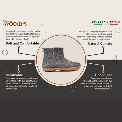 Wool Outdoor low boots with rubber sole