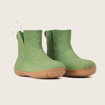 Wool Outdoor Low Boots with Rubber Sole - Pistachio Green