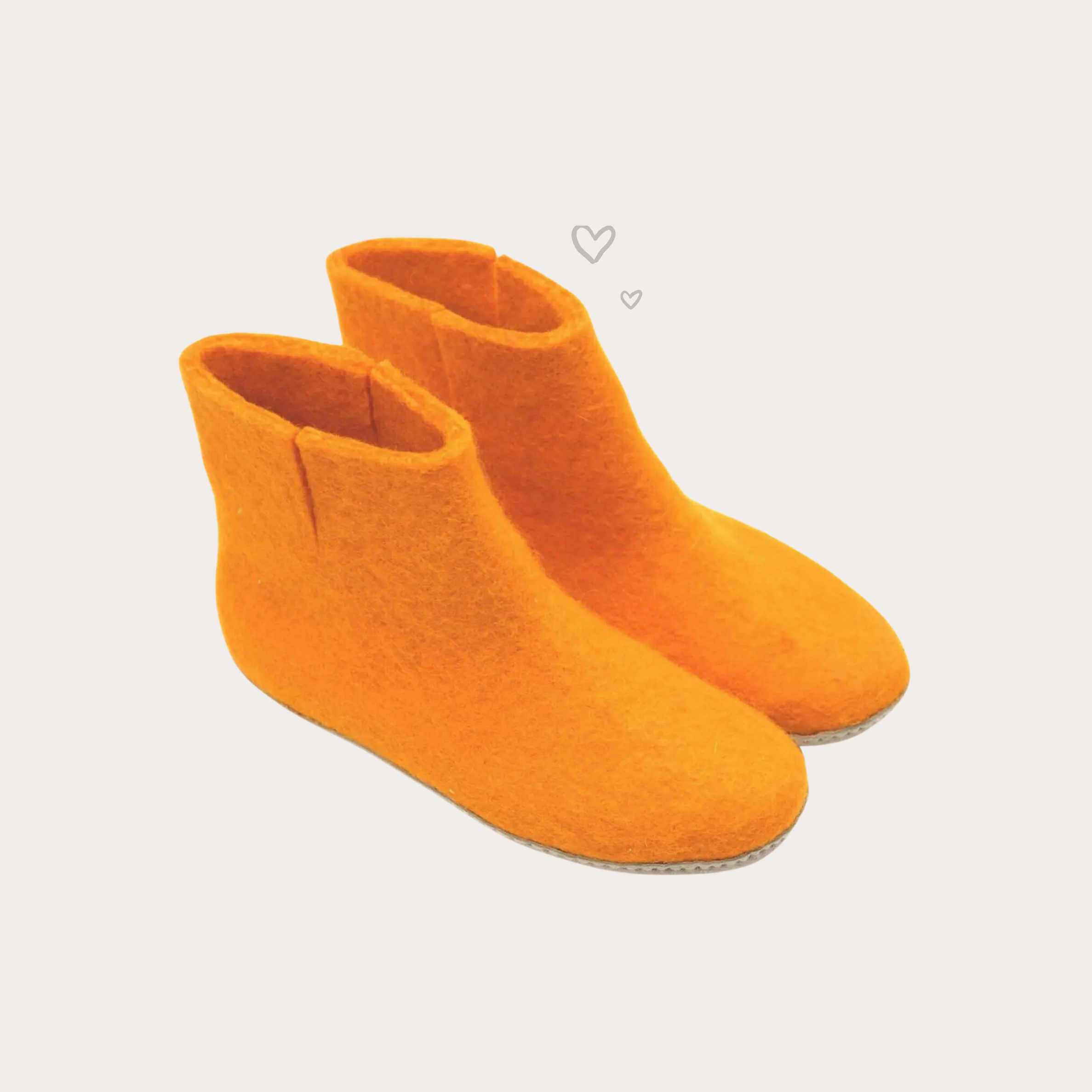 Wool Indoor Low Boots with Suede Sole - Sunset Orange