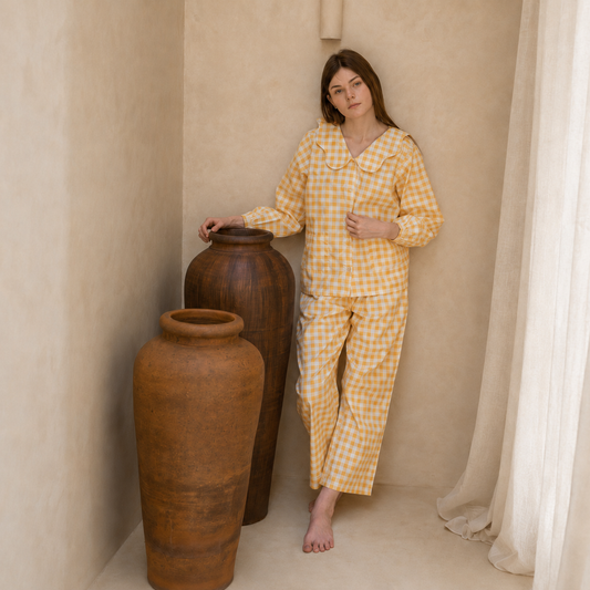 Emelie Yellow Scallop Collar Long Set