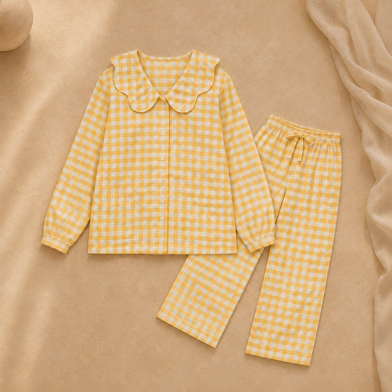 Emelie Yellow Scallop Collar Long Set