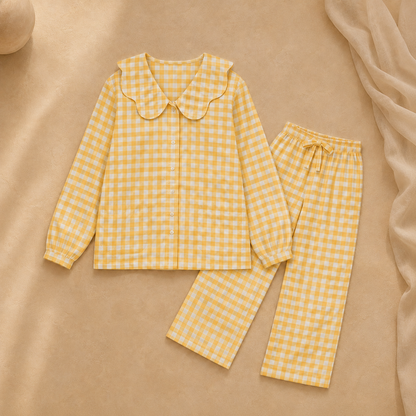 Emelie Yellow Scallop Collar Long Set