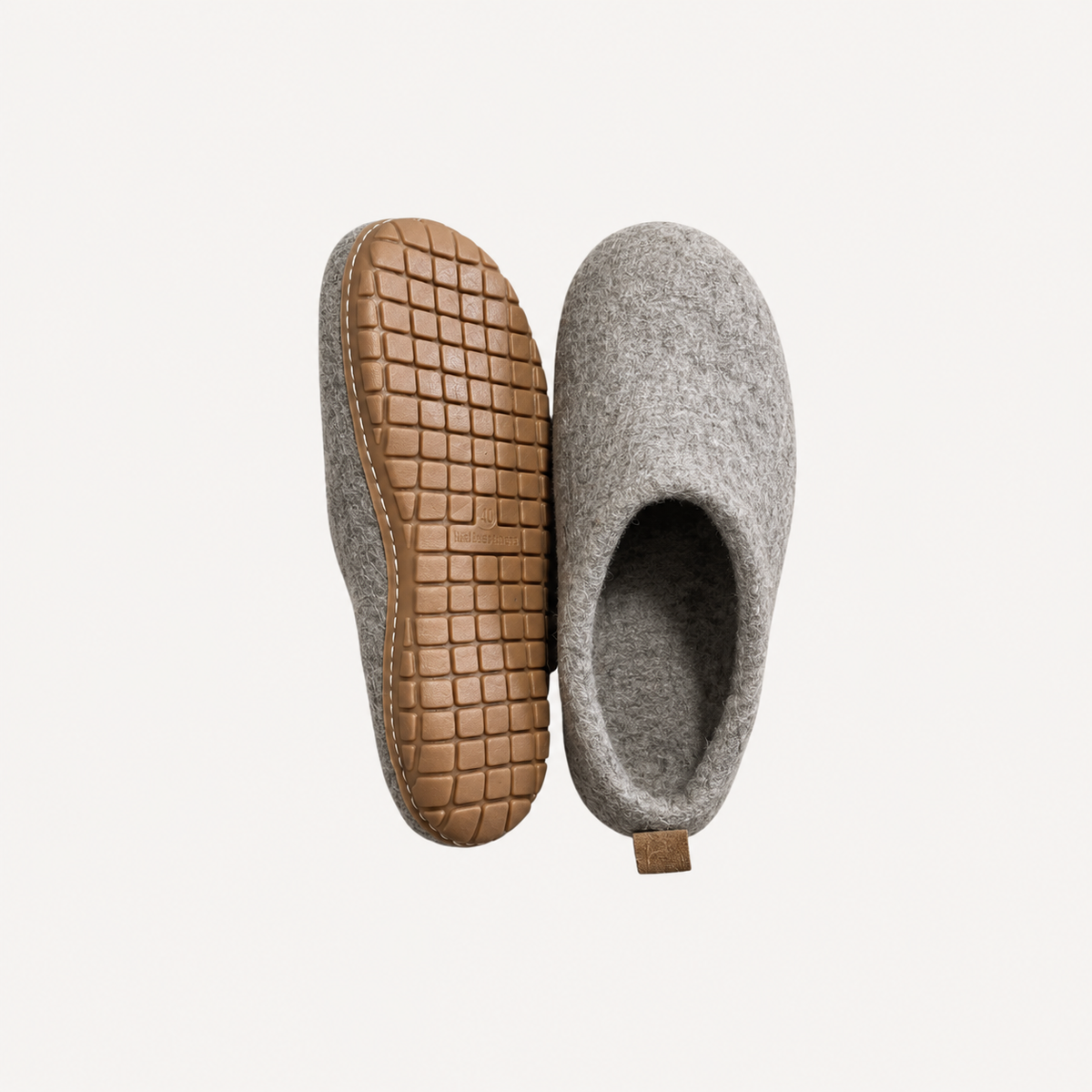 Rubber Sole Wool slip on felt slippers - Ash Grey