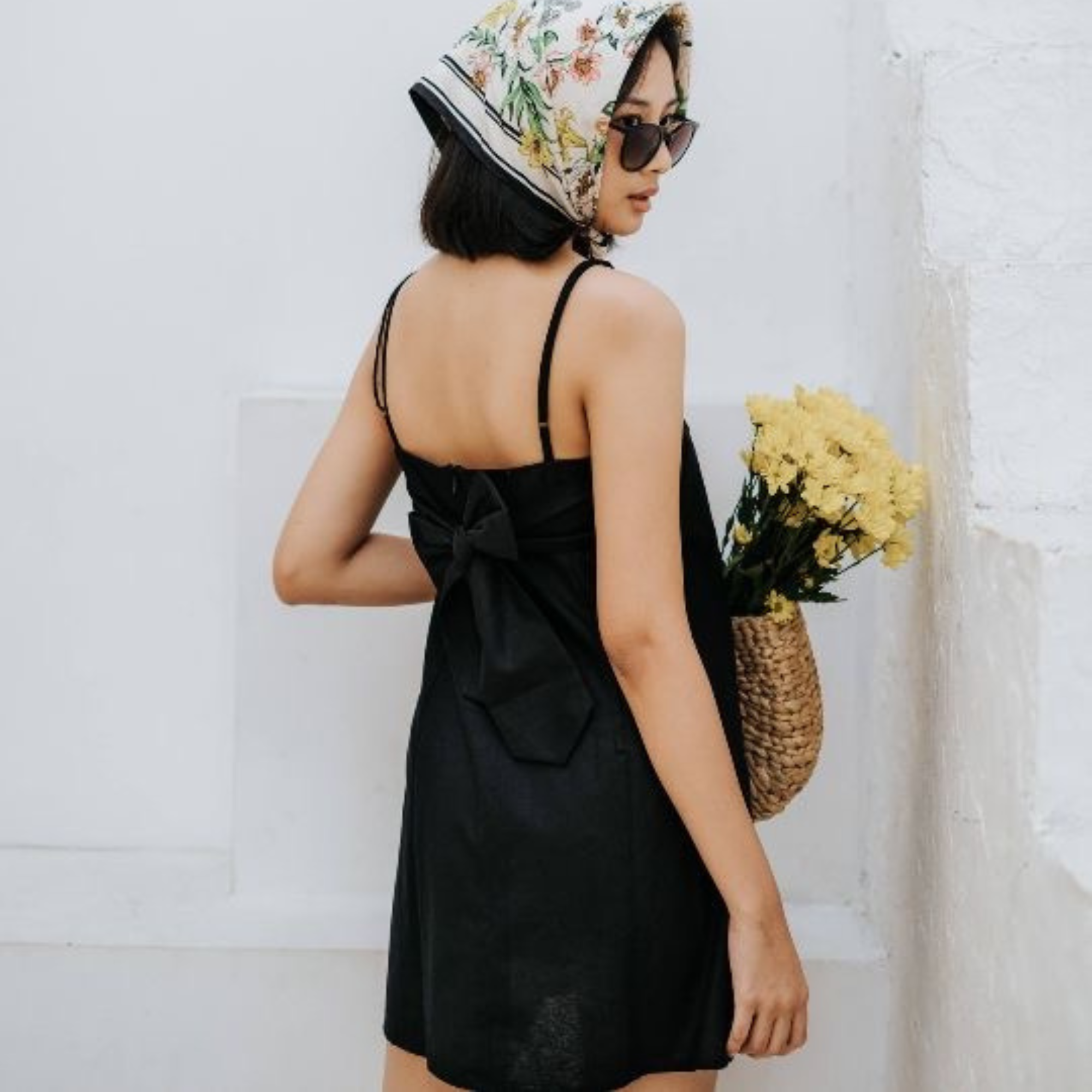 Aurelie Linen Black Slipdress