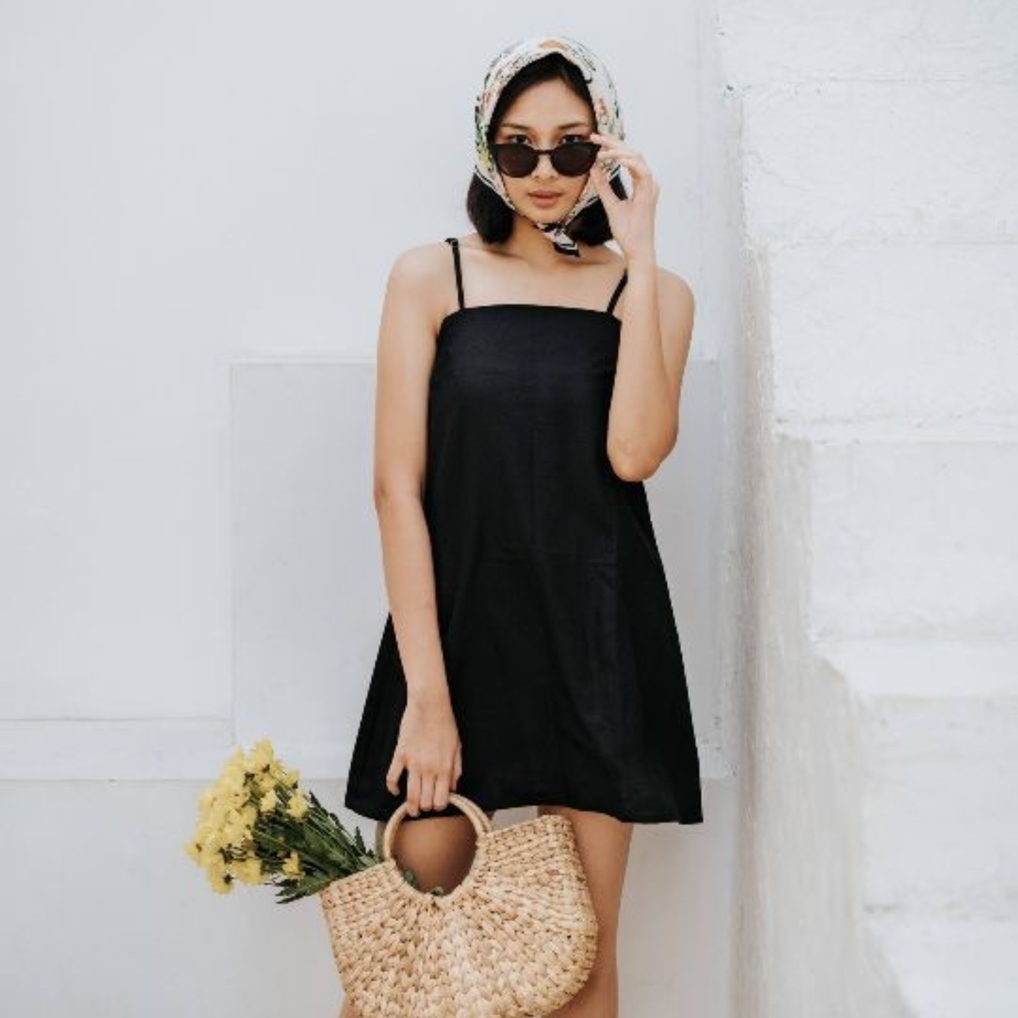 Aurelie Linen Black Slipdress