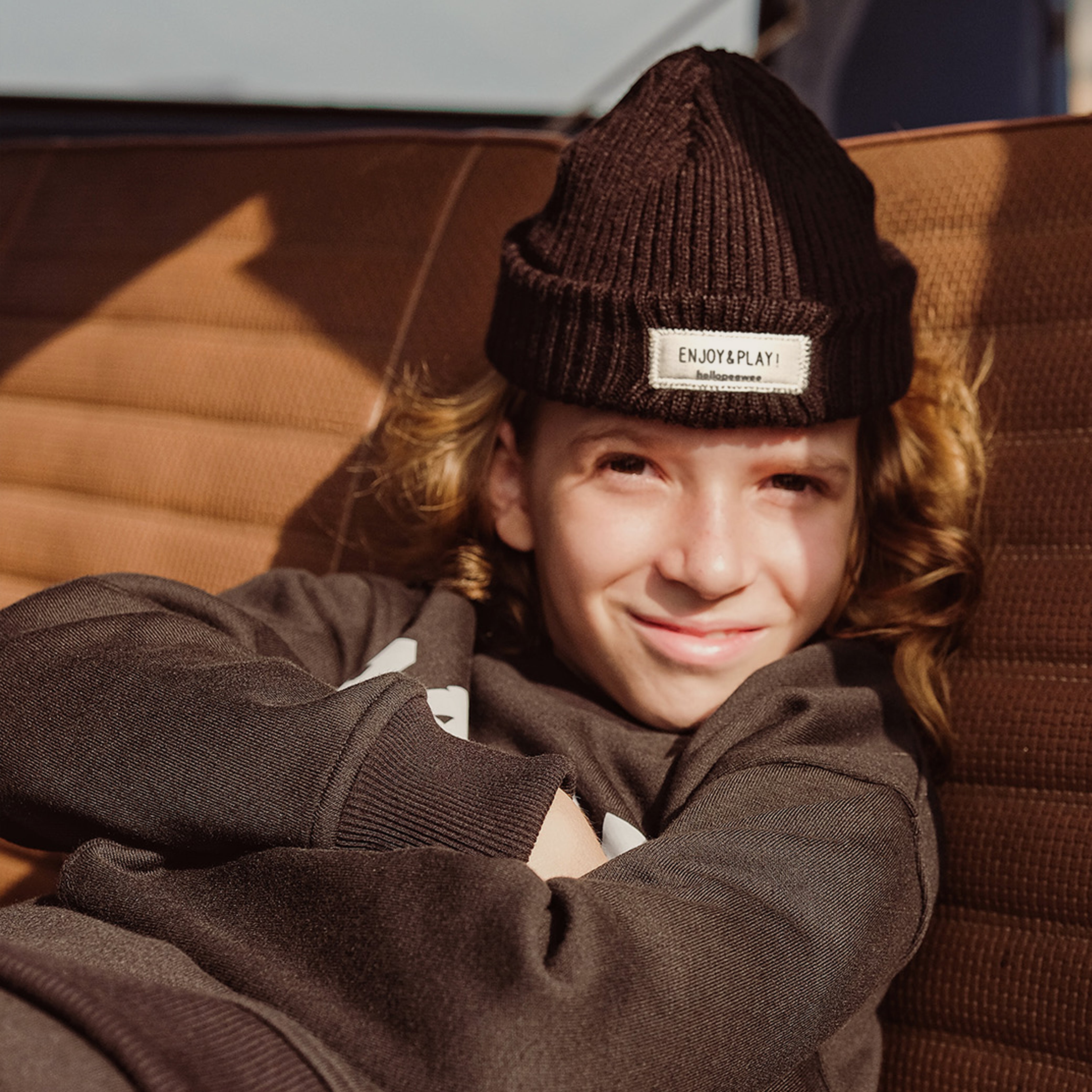 Knitted Poly Cotton Beanie Hat with Woven Label
