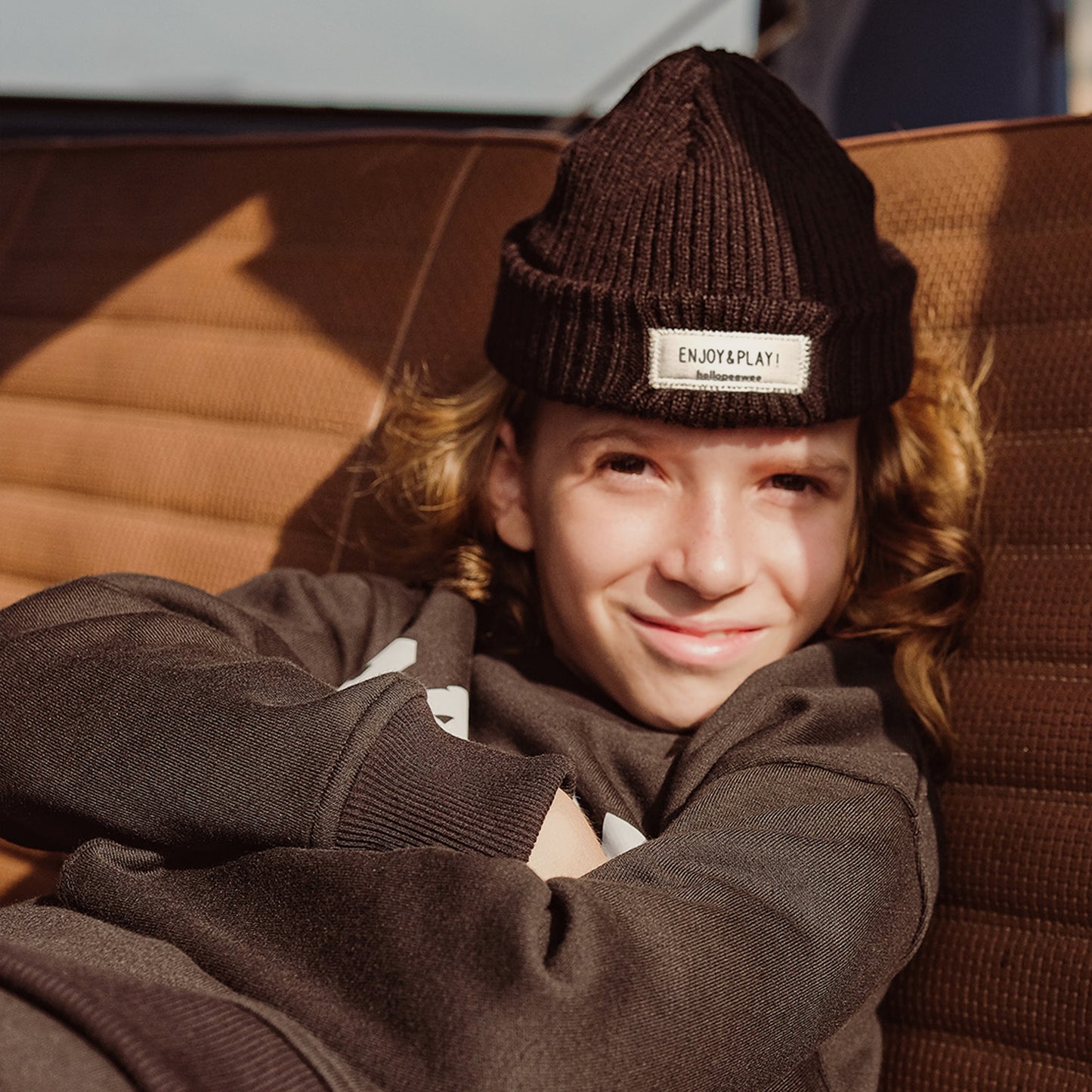 Knitted Poly Cotton Beanie Hat with Woven Label