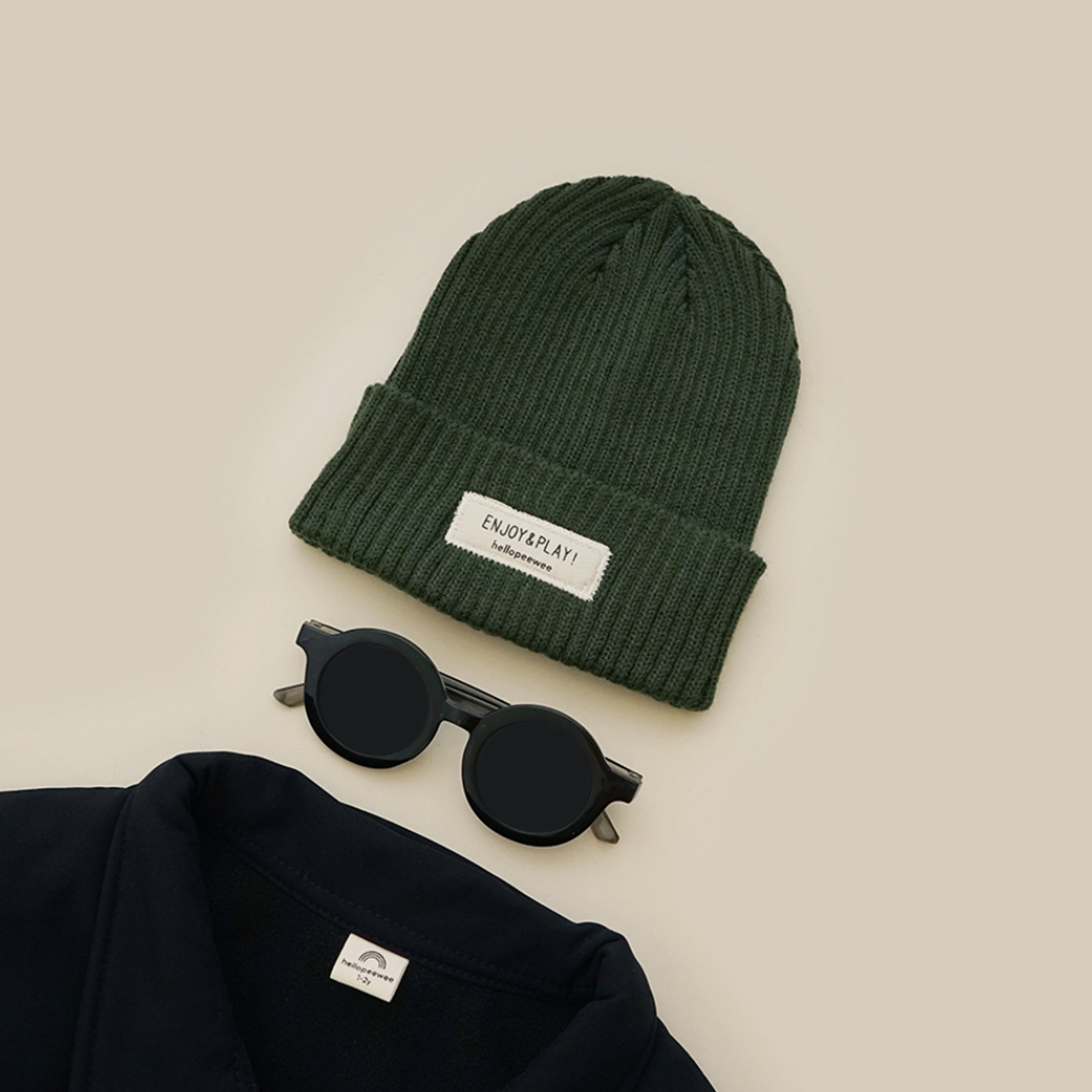 Knitted Poly Cotton Beanie Hat with Woven Label