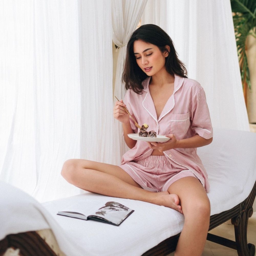 Cecile Pinstripe Pyjama Short Set – Pink