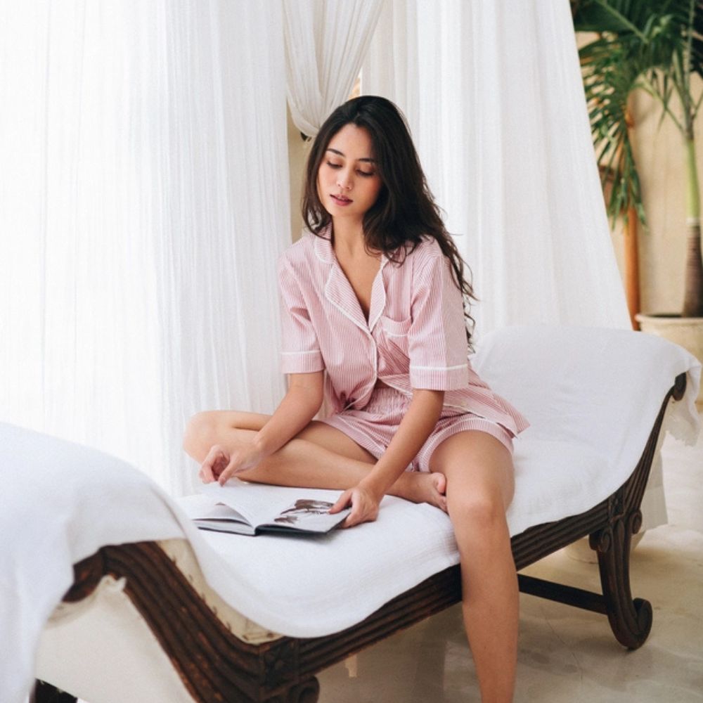 Cecile Pinstripe Pyjama Short Set – Pink