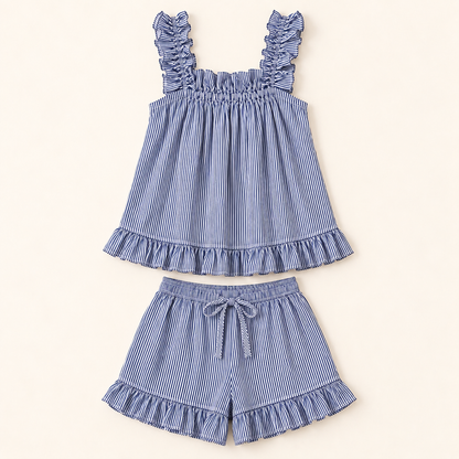 Cerise Frill Short Set -  Winter Blue