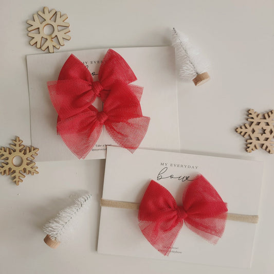 Tulle Bow Red Headband