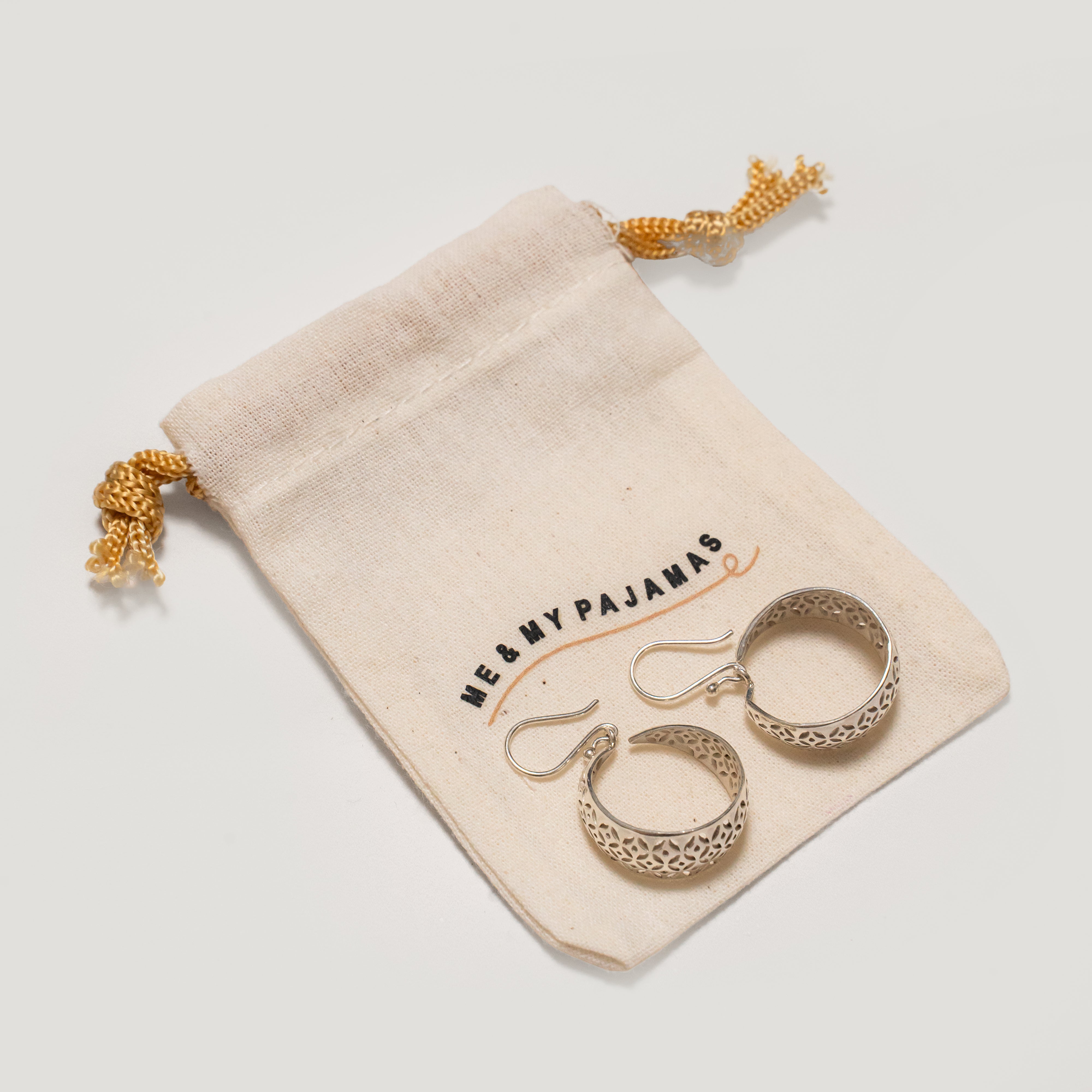 Engraved Hoop Silver Earings