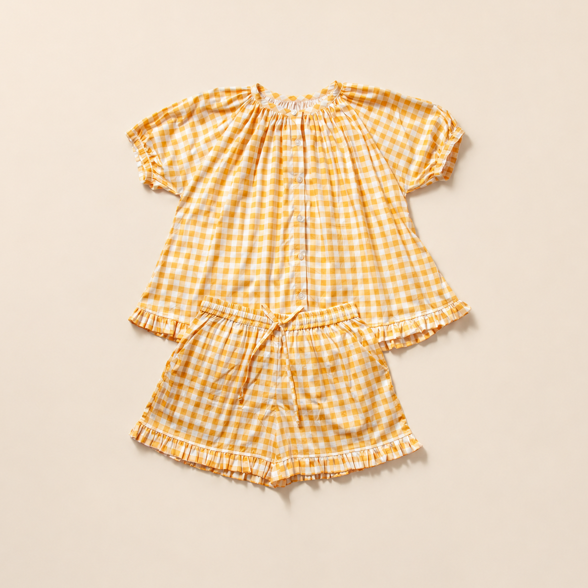 Emma Gingham Yellow Short Set