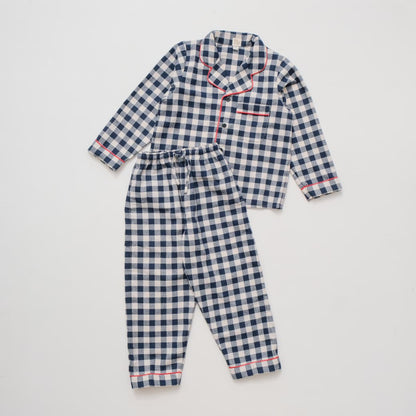 Sailor Flannel Navy Gingham Set