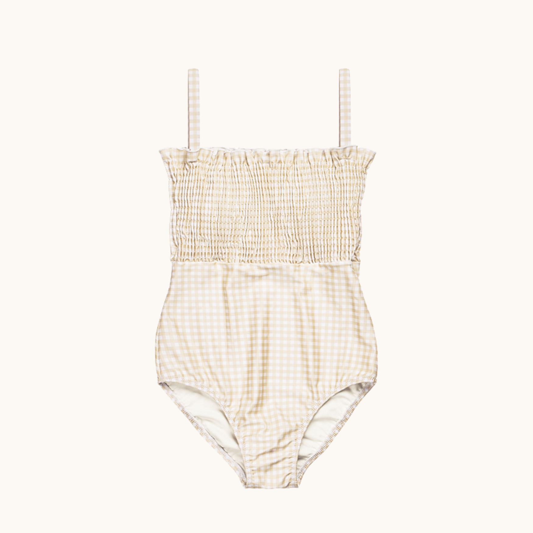 Gingham Women Smock Leotard - Brown Waffle