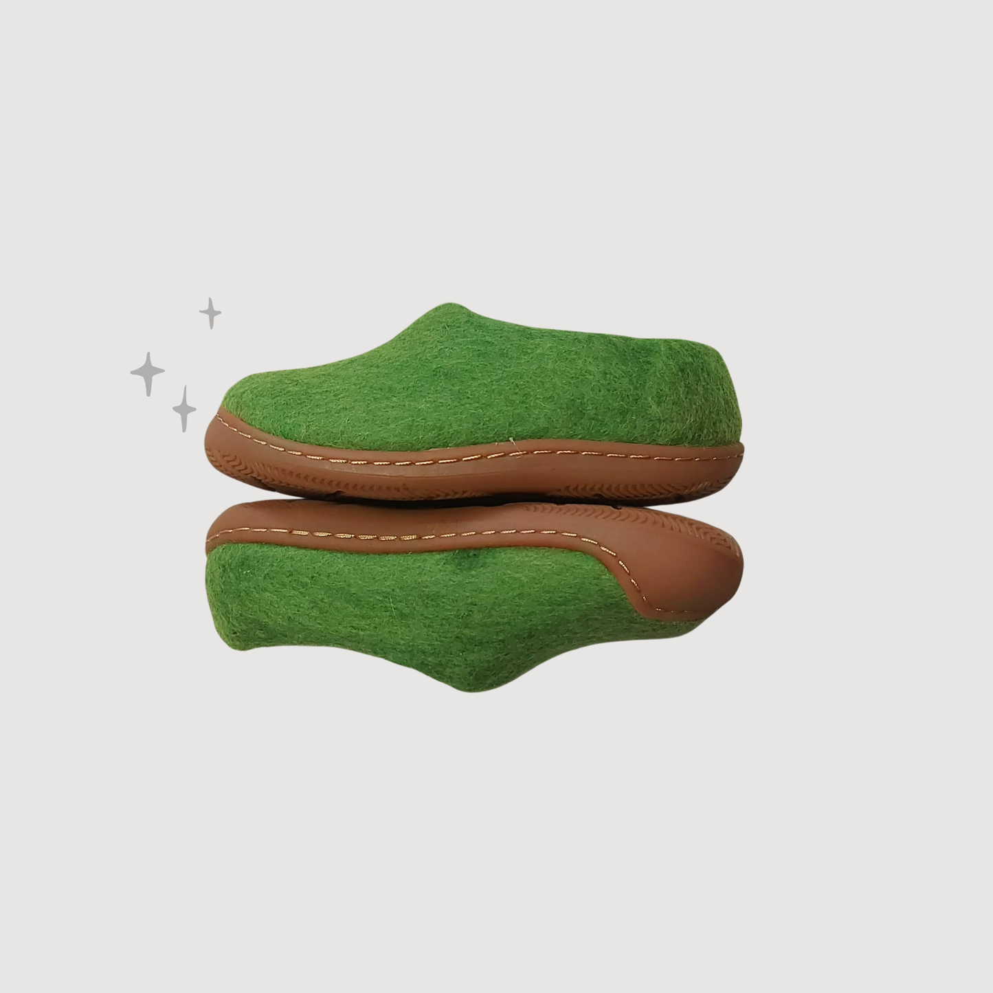 Kids Slippers with Natural Rubber Sole - Moss