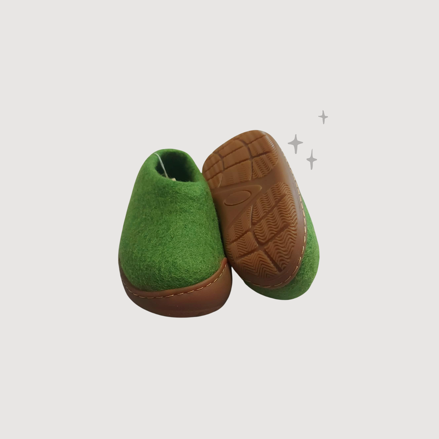 Kids Slippers with Natural Rubber Sole - Moss
