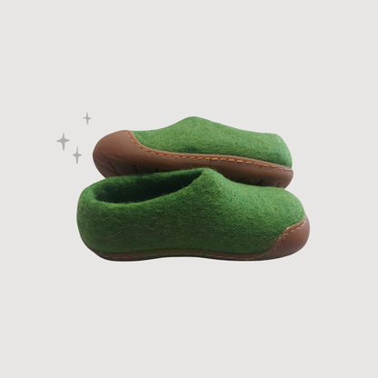 Kids Slippers with Natural Rubber Sole - Moss