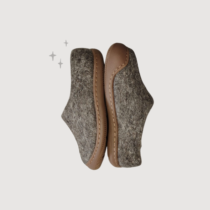 Kids Slippers with Natural Rubber Sole - Taupe
