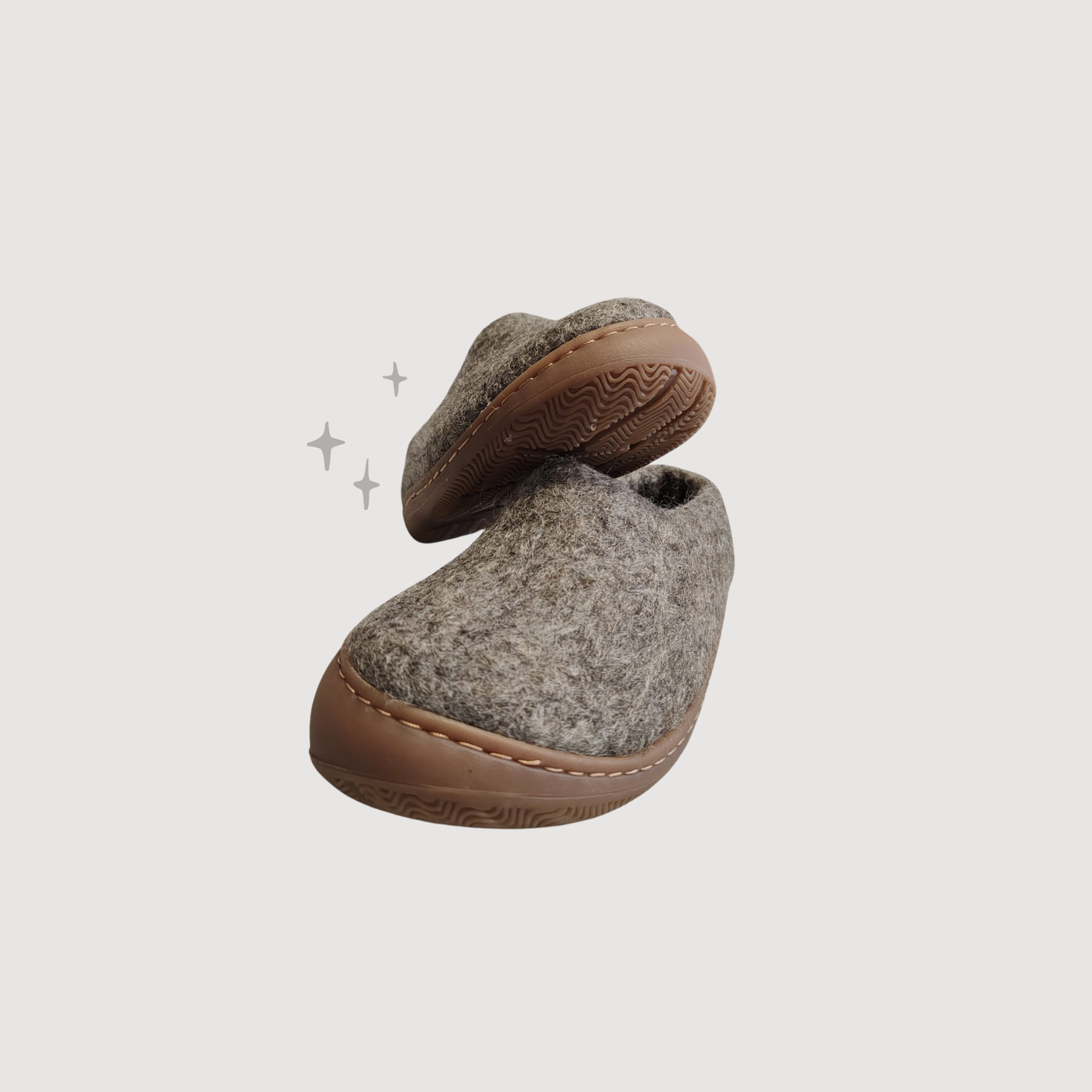 Kids Slippers with Natural Rubber Sole - Taupe