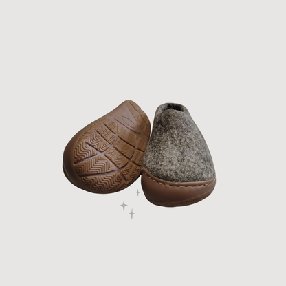 Kids Slippers with Natural Rubber Sole - Taupe