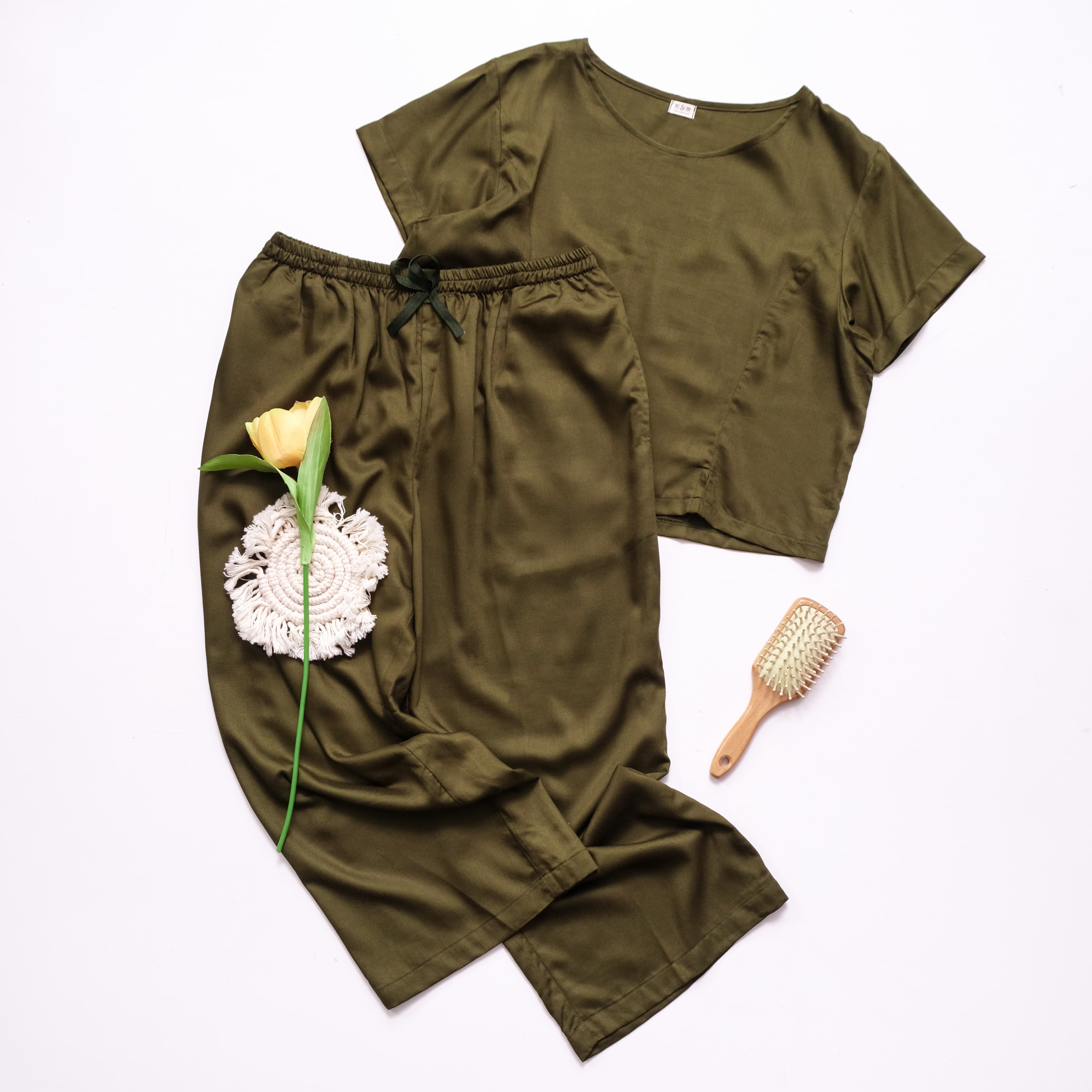 Label Crop Top Set 3/4