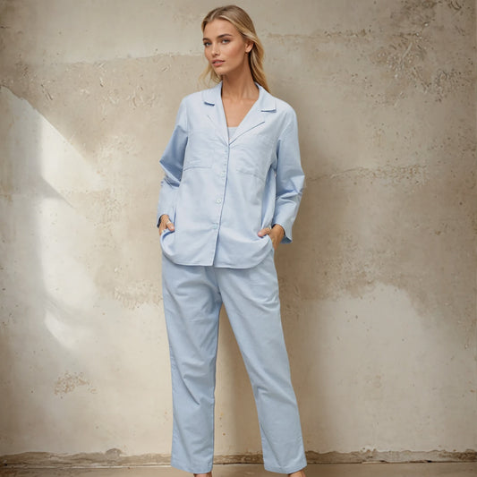 Canggu Linen Plain Long Set - Light Blue