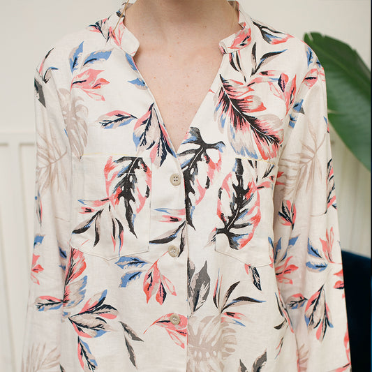 Fleur Palm Linen Long Set