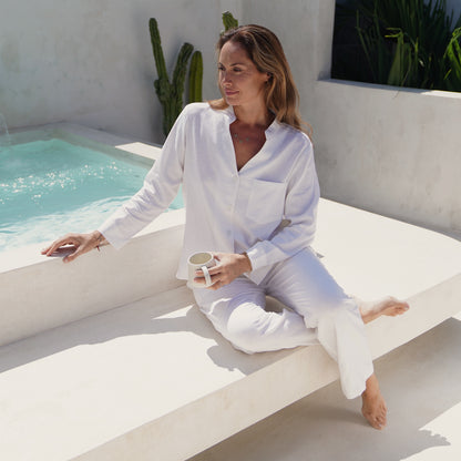 Seminyak Linen White Long Set