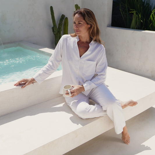 Seminyak Linen White Long Set